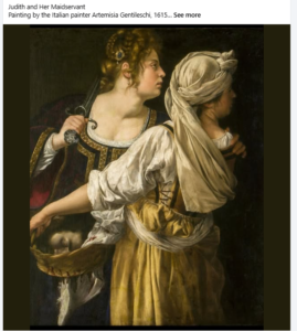 Artemisia Gentileschi, Judith et Holopherne, souvenir Artemisia Pégase